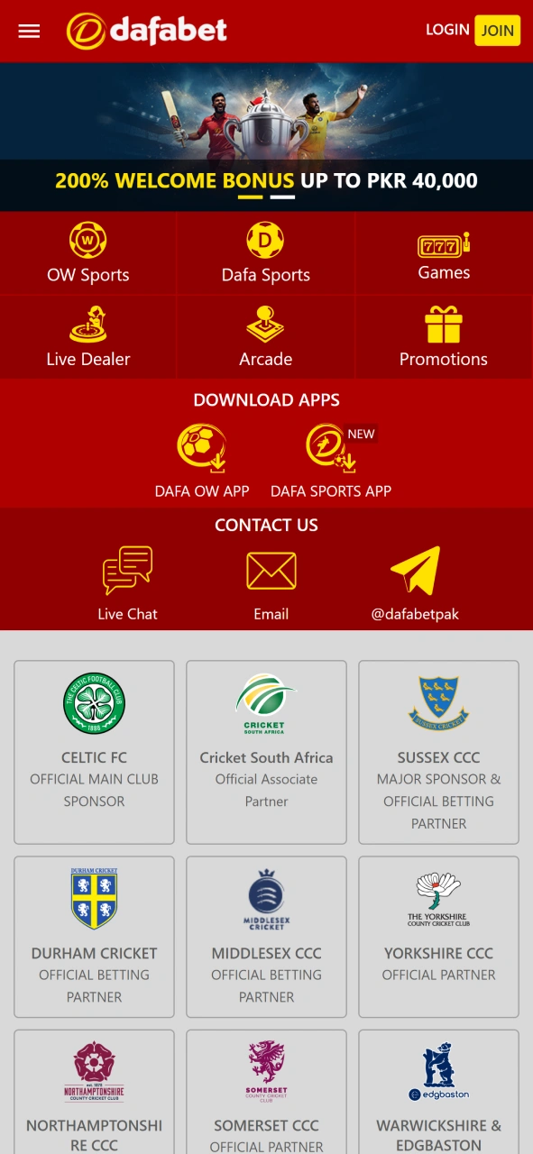 Visit Dafabet main page to get app or start betting.