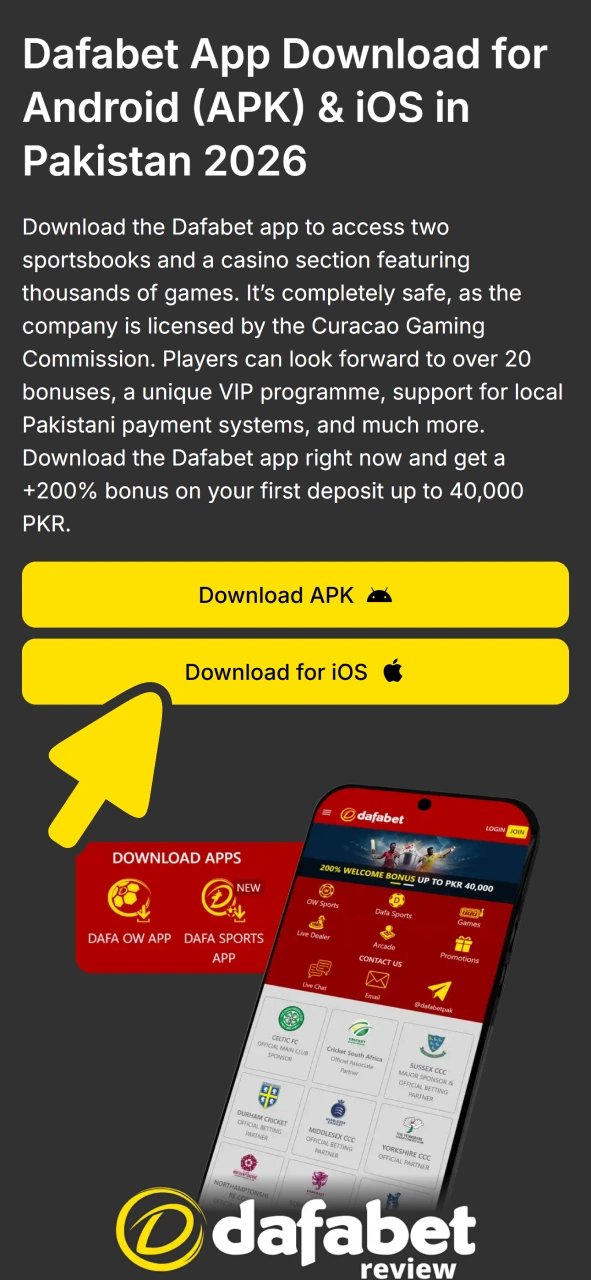 Tap on this button to get Dafabet iOS app.