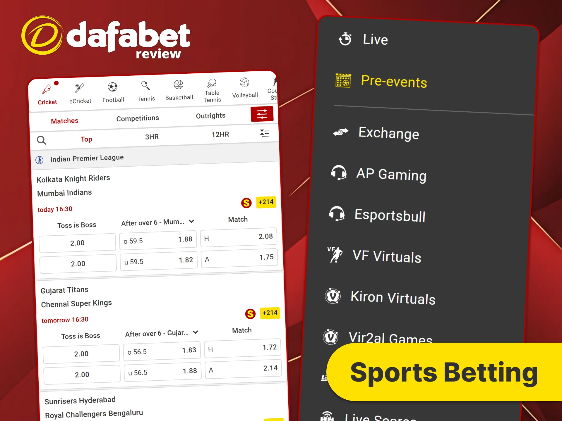 Bet on go on different sports with Dafabet app.