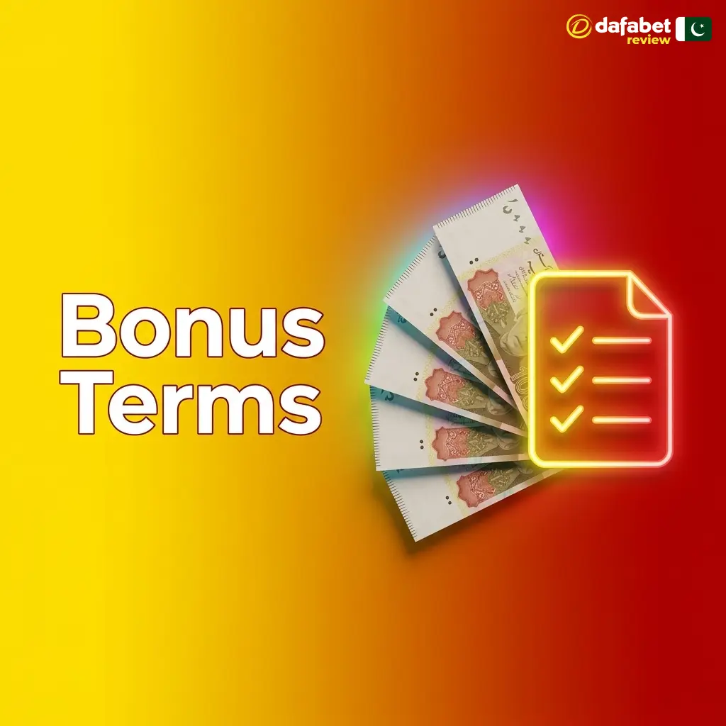 Dafabet bonus terms covering wagering requirements, validity periods, minimum deposits, and withdrawal conditions for PKR promotions