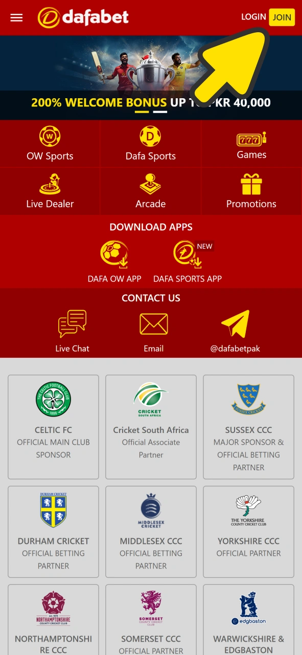 Click this button to open Dafabet registration form.